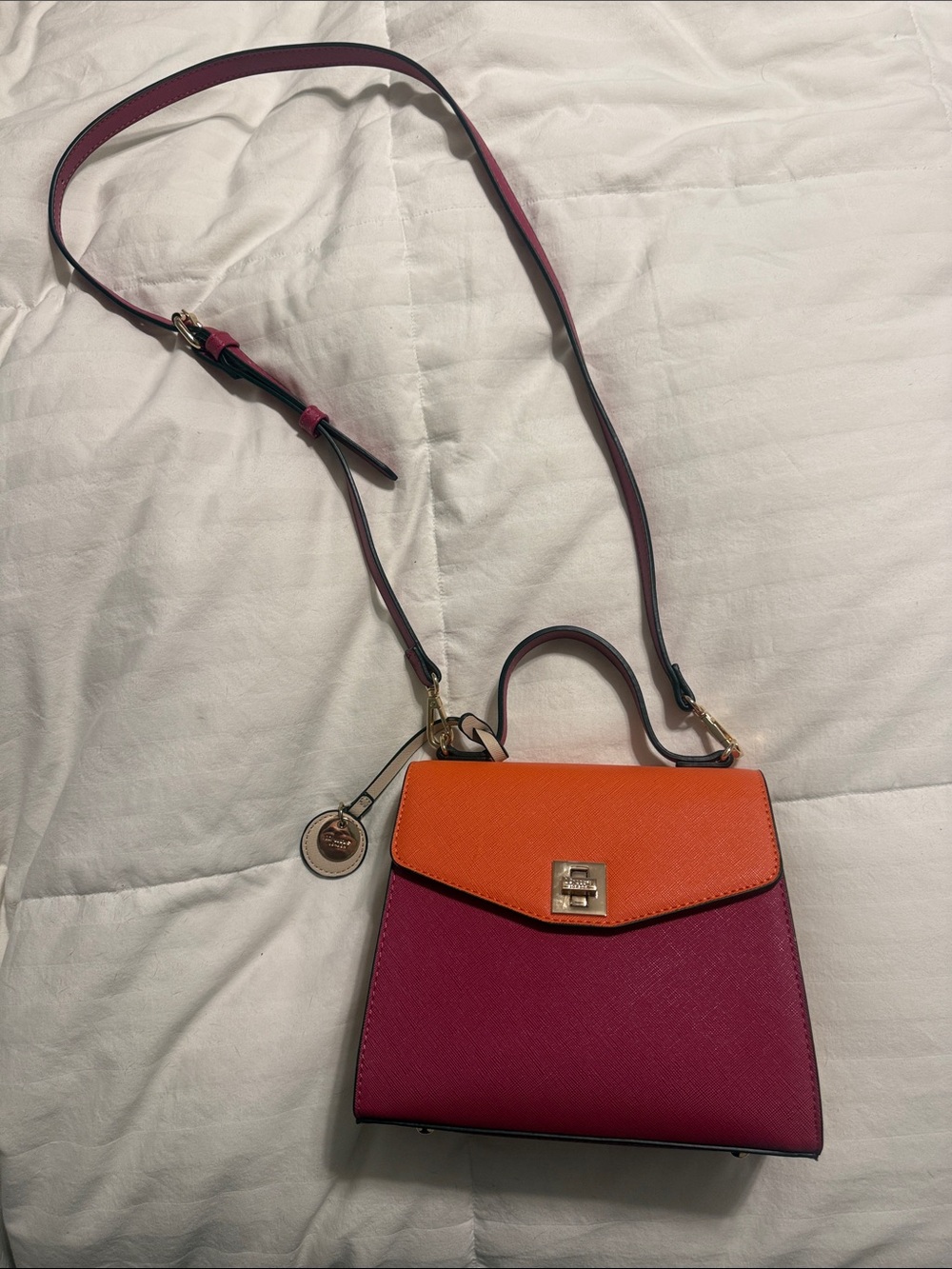 NWOT - Dune London Orange & Magenta Mini Top-Handle Crossbody Removable Strap